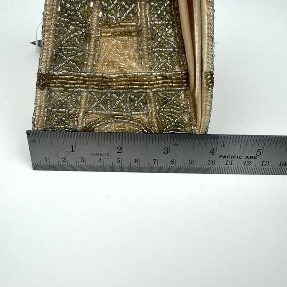 Rare Moni Couture Triangle Top  Handle Silver Gold Beaded Eiffel Tower Purse Bag - Picture 10 of 15